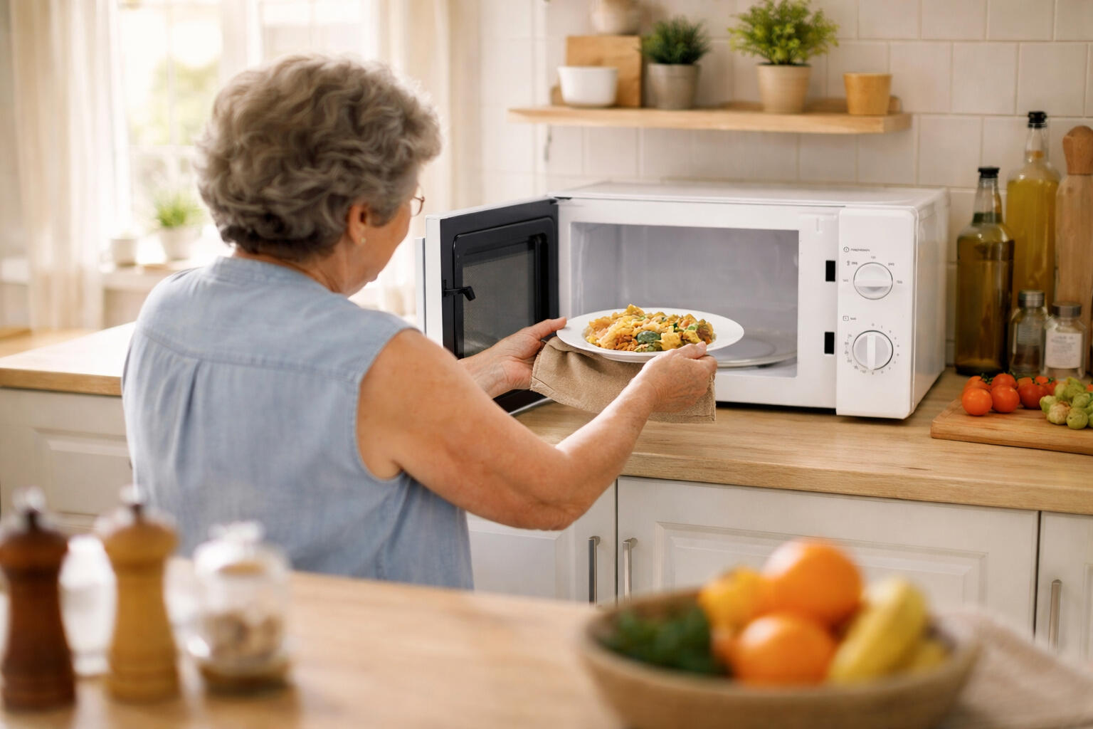 Ontworpen voor dagelijks gebruik zonder ingewikkelde bediening. eenvoudige magnetron voor ouderen met draaiknoppen